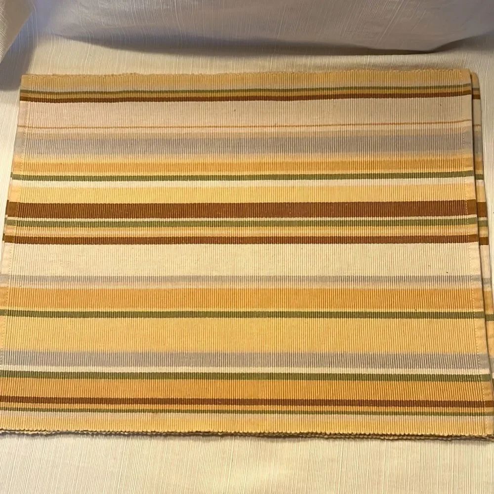 Sonoma Yellow Multi. Colored Striped Cotton Spring Summer Placemats- Set of 4